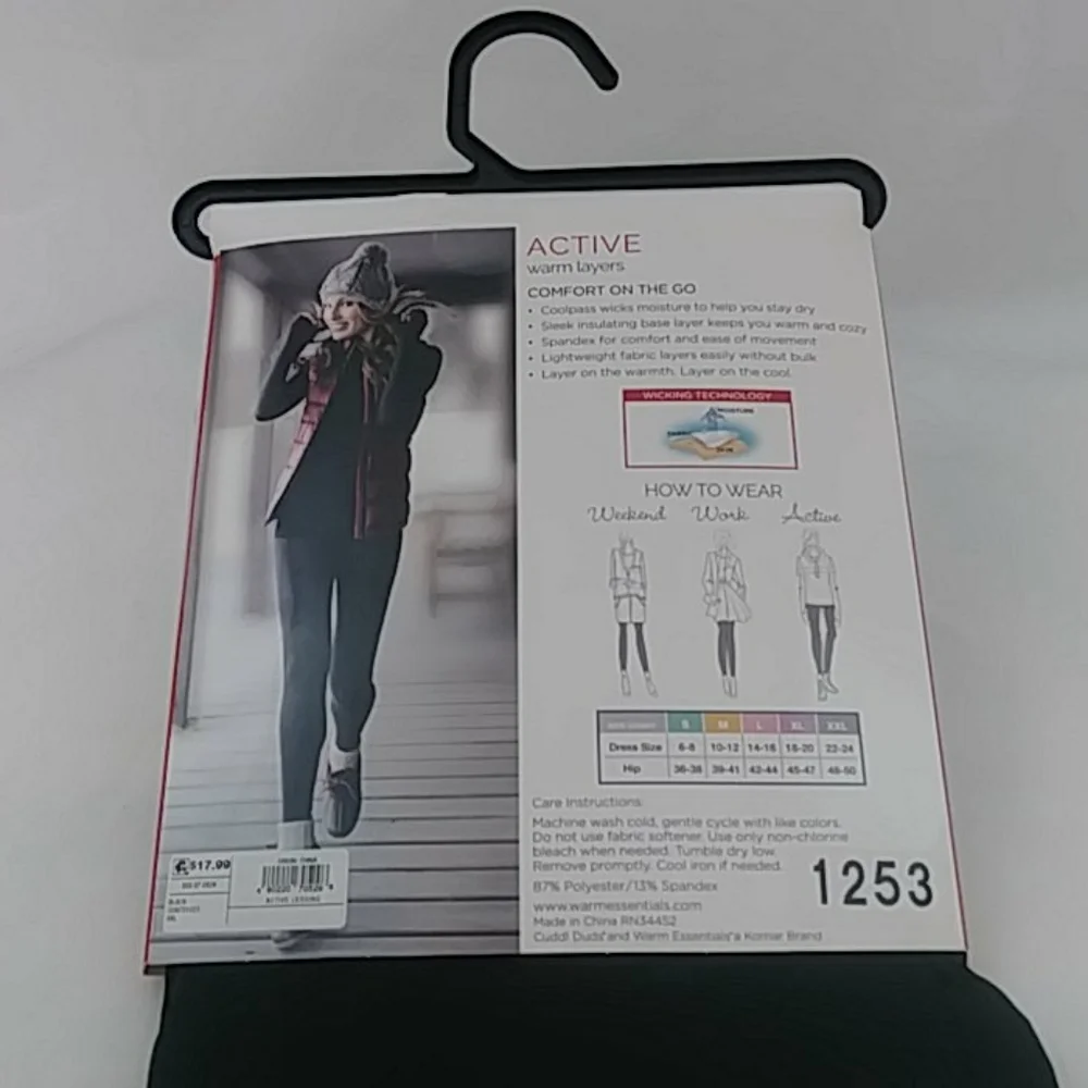 Cuddl Duds Women's Active Thermal Leggings Black XXL - Picture 2 of 4